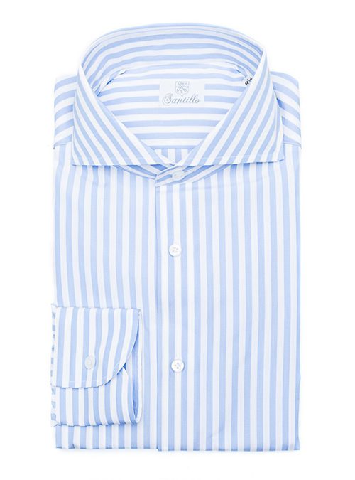 Our RIVIERA DI CHIAIA sky blu striped poplin 100% cotton shirt