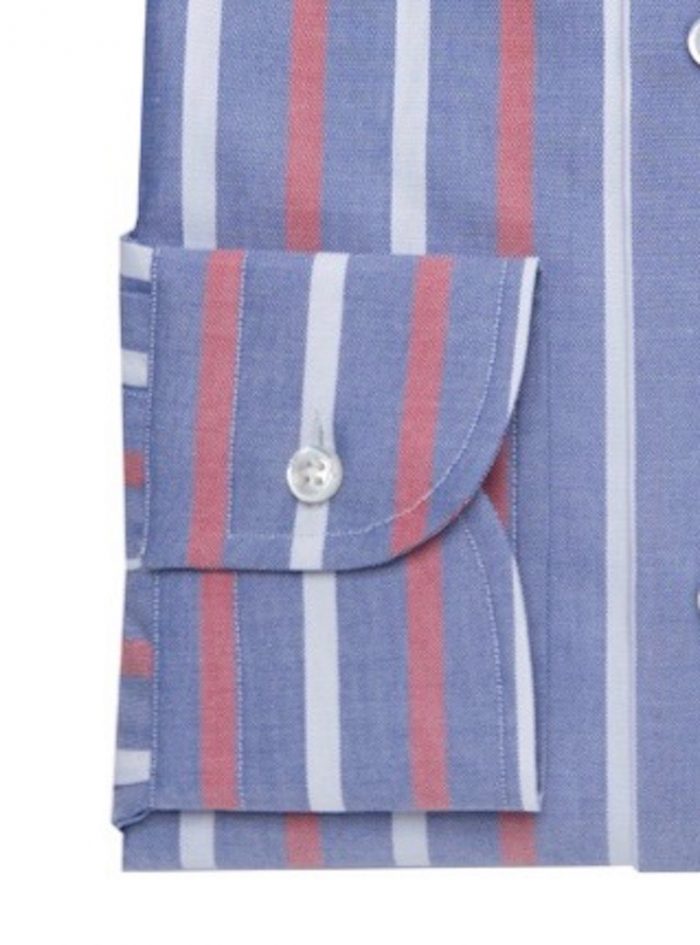 DAILY COLOR CREDIT  red-white stripes oxford cotton shirt - Image 3