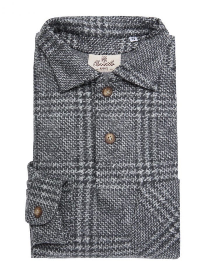 MILETTO grey prince of Wales check radici patrimonio 1970 shirt