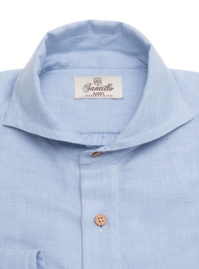 MARTIN azure cotton cashmere radici patrimonio1970 half-placket shirt - Image 2