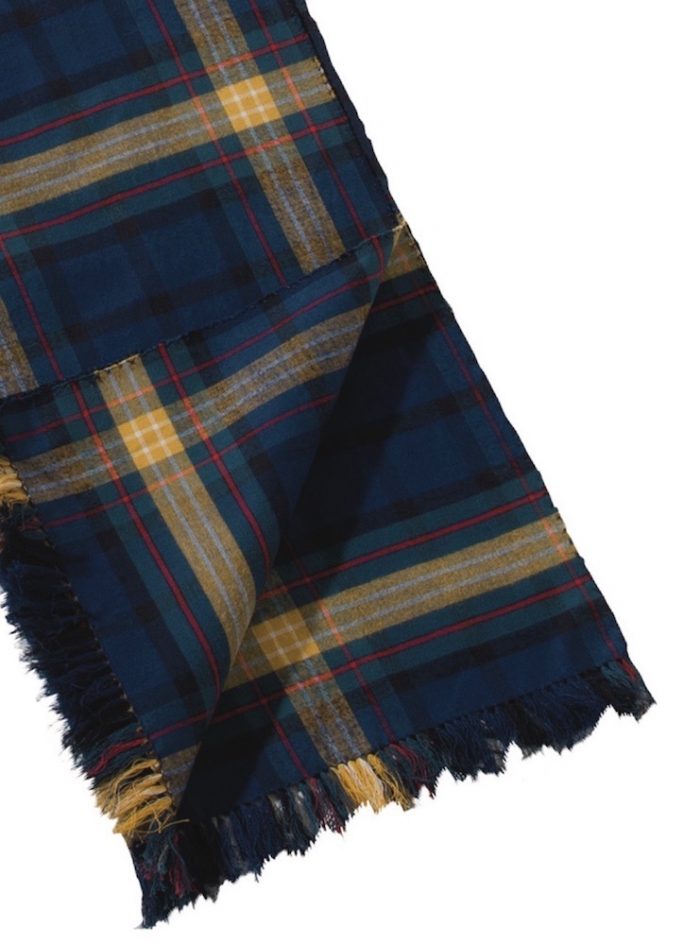 GREEN-blue-yellow tartan flannel scarf - Image 2