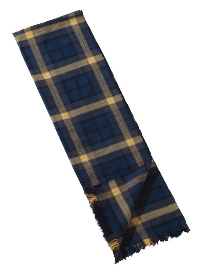 GREEN-blue-yellow tartan flannel scarf