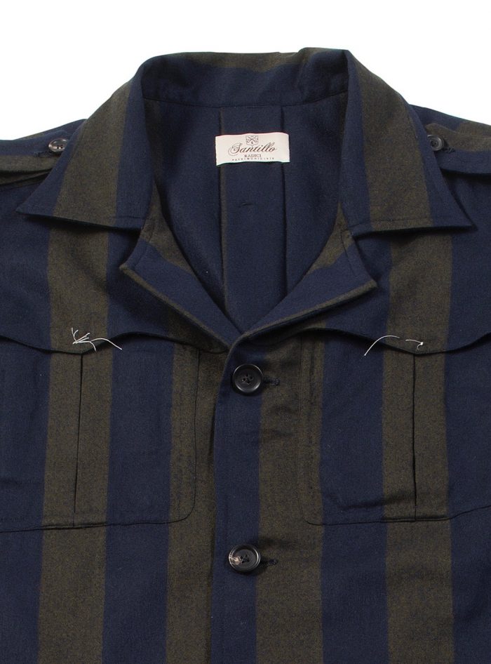HUDSON olive-navy striped Radici Patrimonio 1970 Field Jacket - Image 2