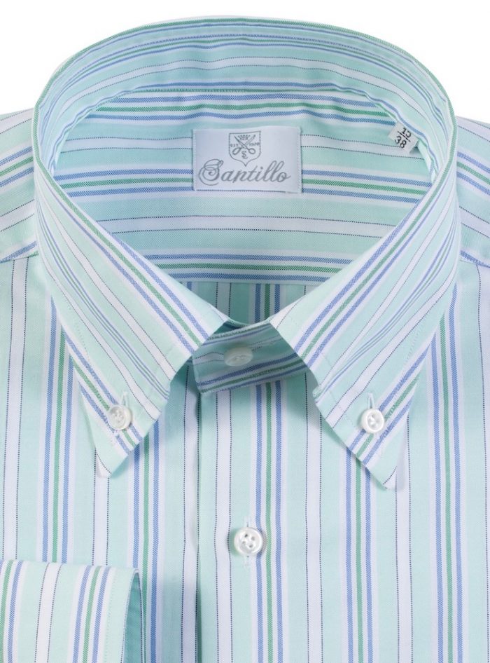 DAILY COLOR CREDIT light mint striped oxford cotton shirt - Image 2