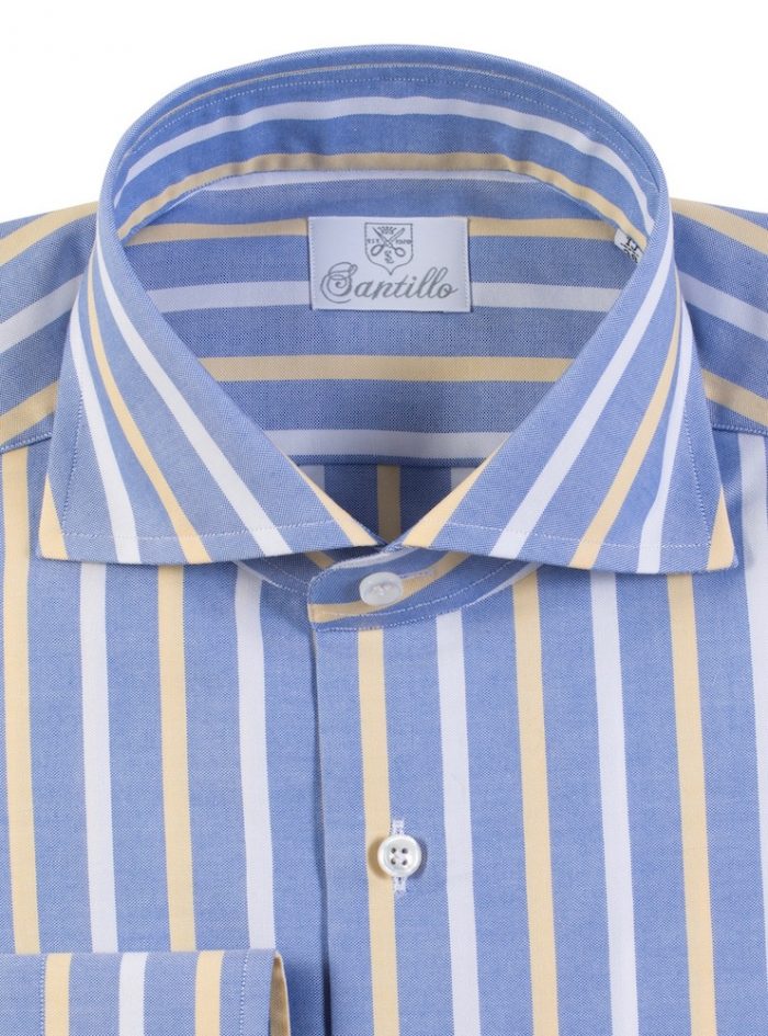 DAILY COLOR CREDIT yellow-white stripes oxford cotton shirt - Image 2