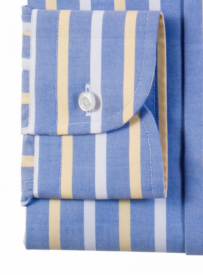 DAILY COLOR CREDIT yellow-white stripes oxford cotton shirt - Image 3