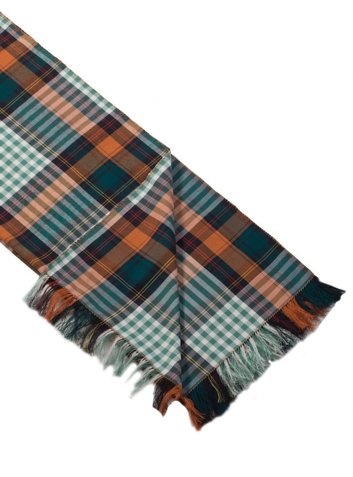 GREEN-orange-white madras flannel scarf - Image 2
