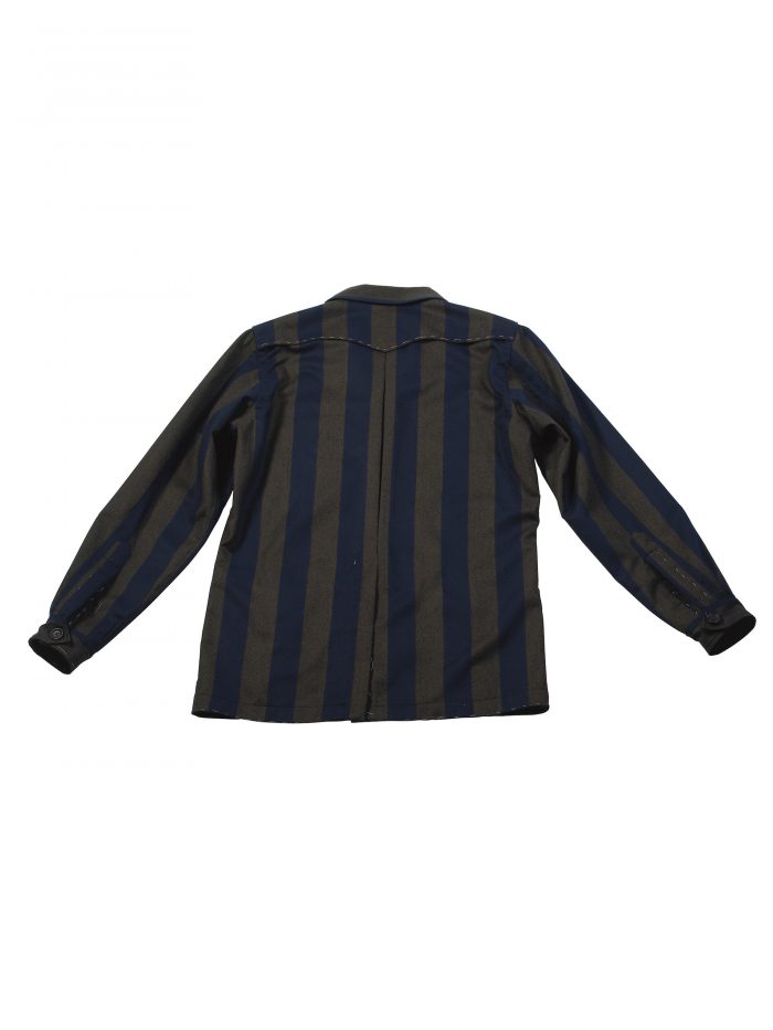 HUDSON olive-navy striped Radici Patrimonio 1970 Field Jacket - Image 4