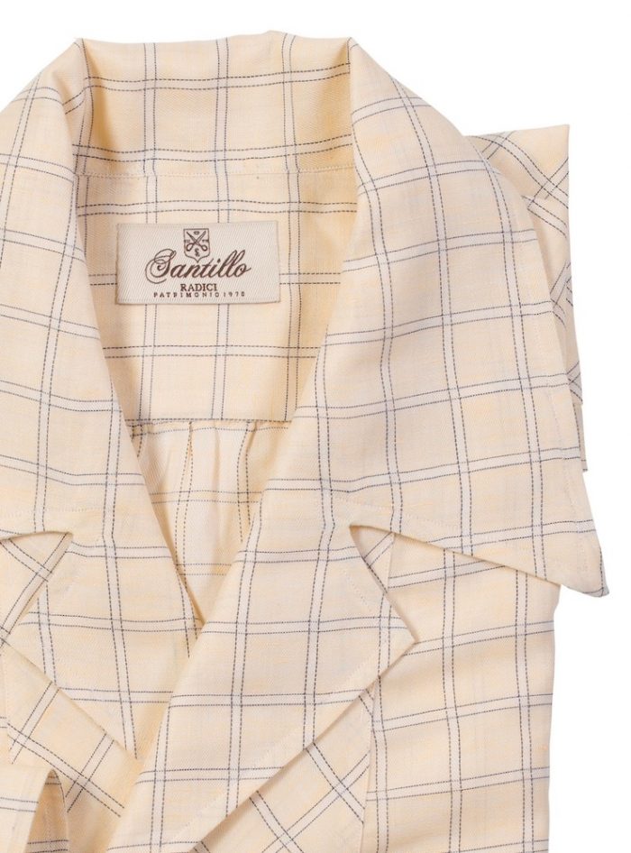 RIZZI yellow windowpane radici patrimonio1970 linen-cotton polo shirt - Image 2