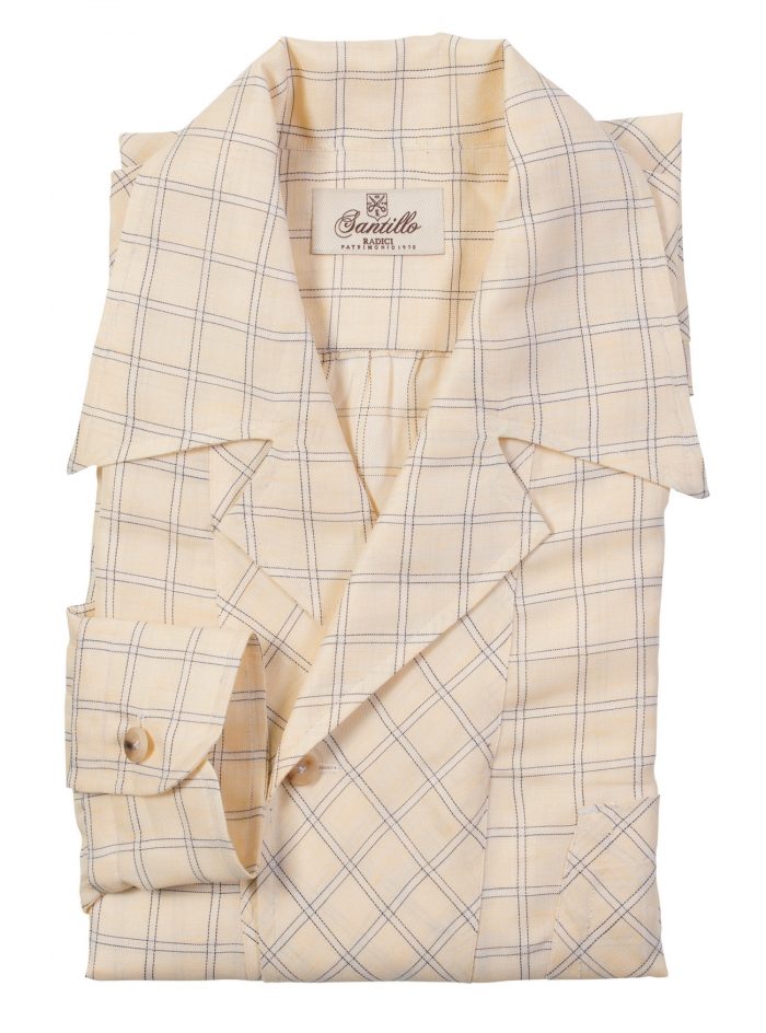 RIZZI yellow windowpane radici patrimonio1970 linen-cotton polo shirt