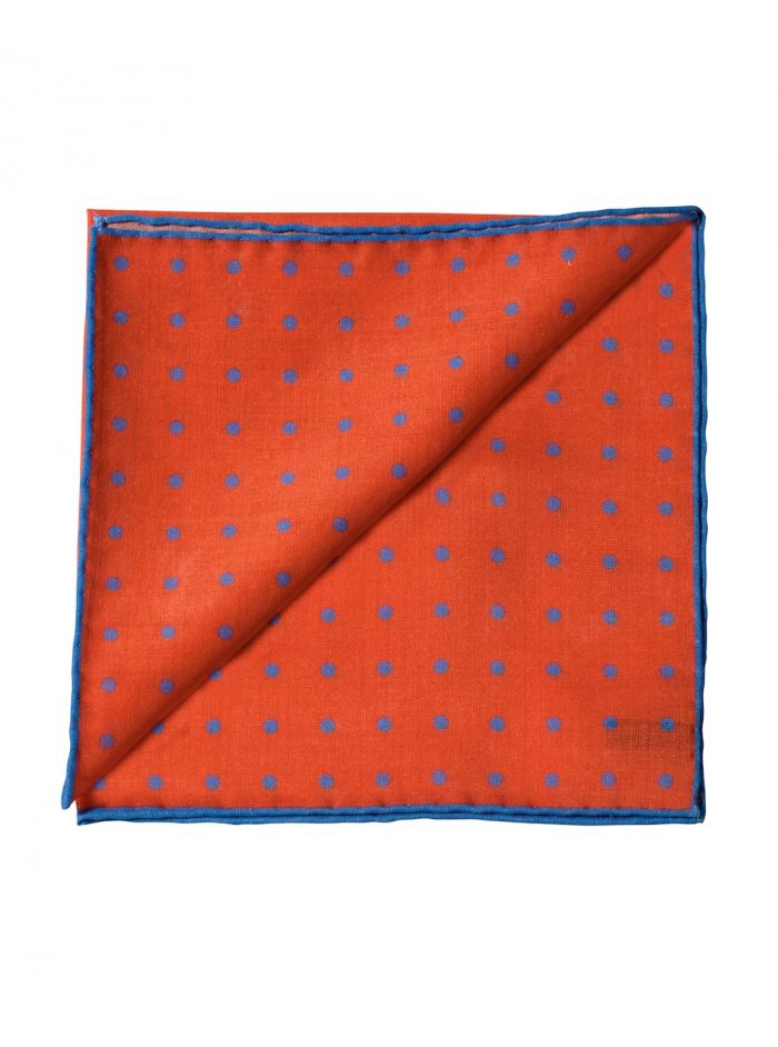 A SAN BABILA orange/blue polka dot printed pocket square