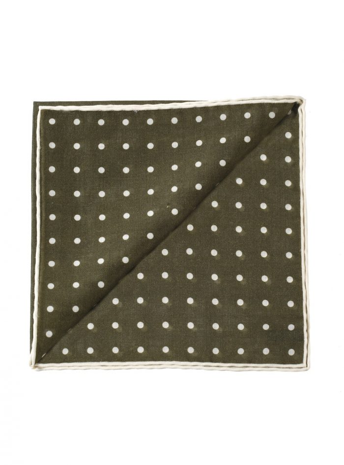 A SAN BABILA forest/white polka dot printed pocket square