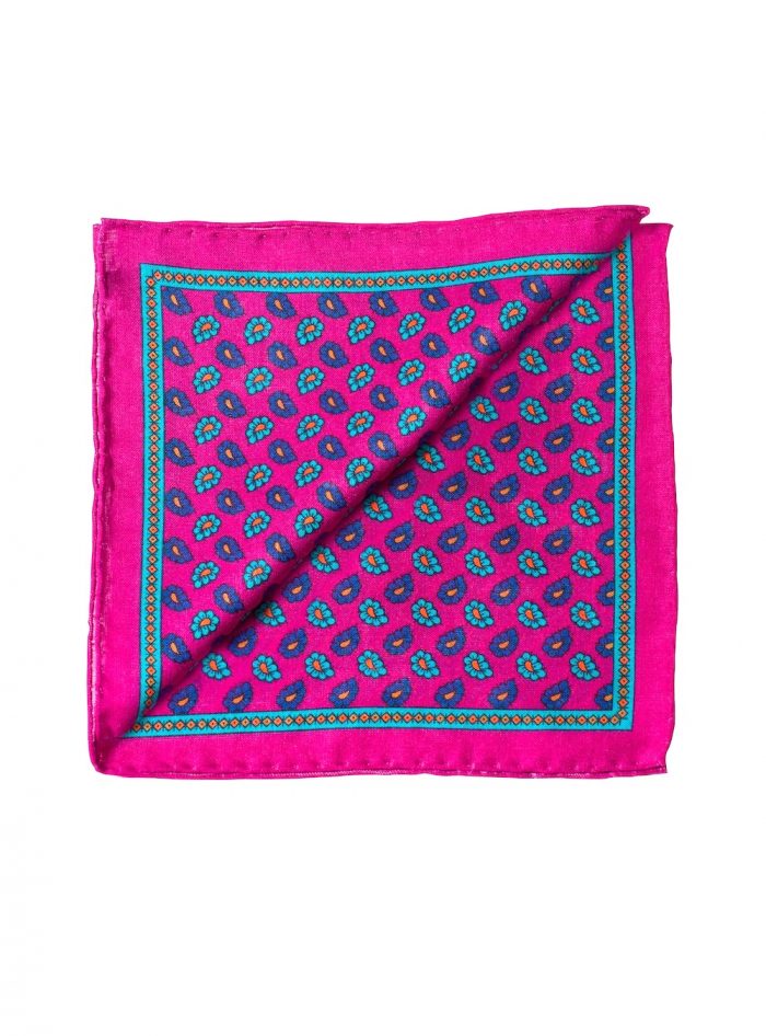 BALMORAL fuchsia/green/blue floral printed pocket square