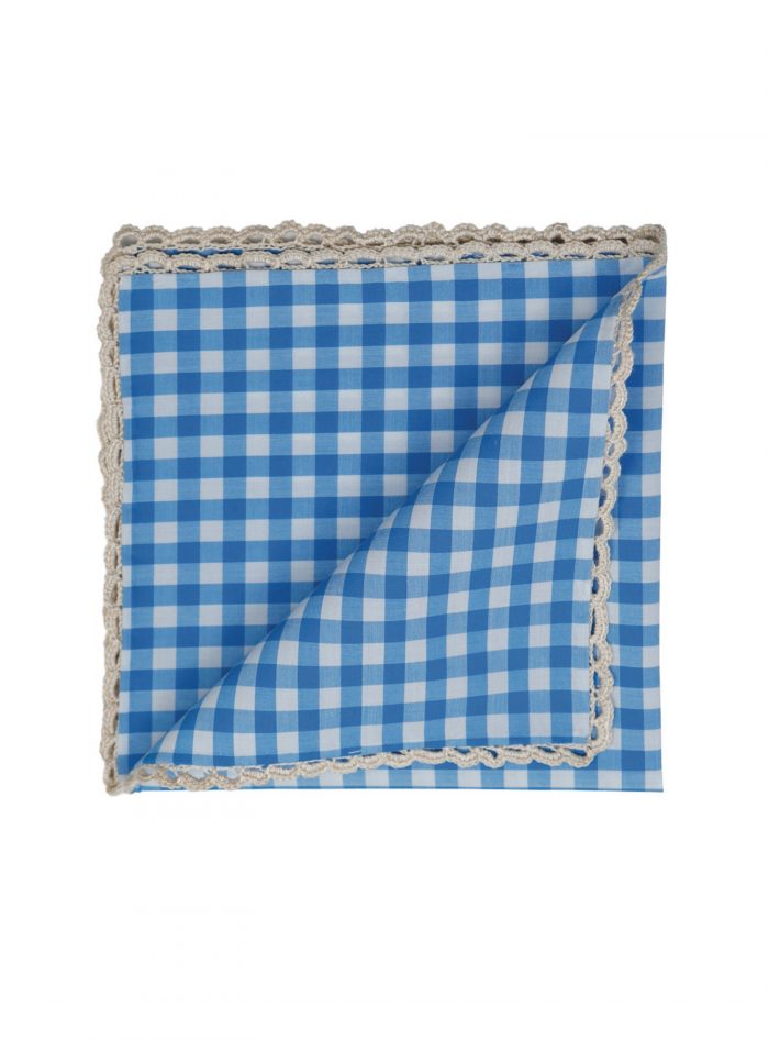 GRECÍA Turquoise Gingham check Radici patrimonio 1970 pocket square