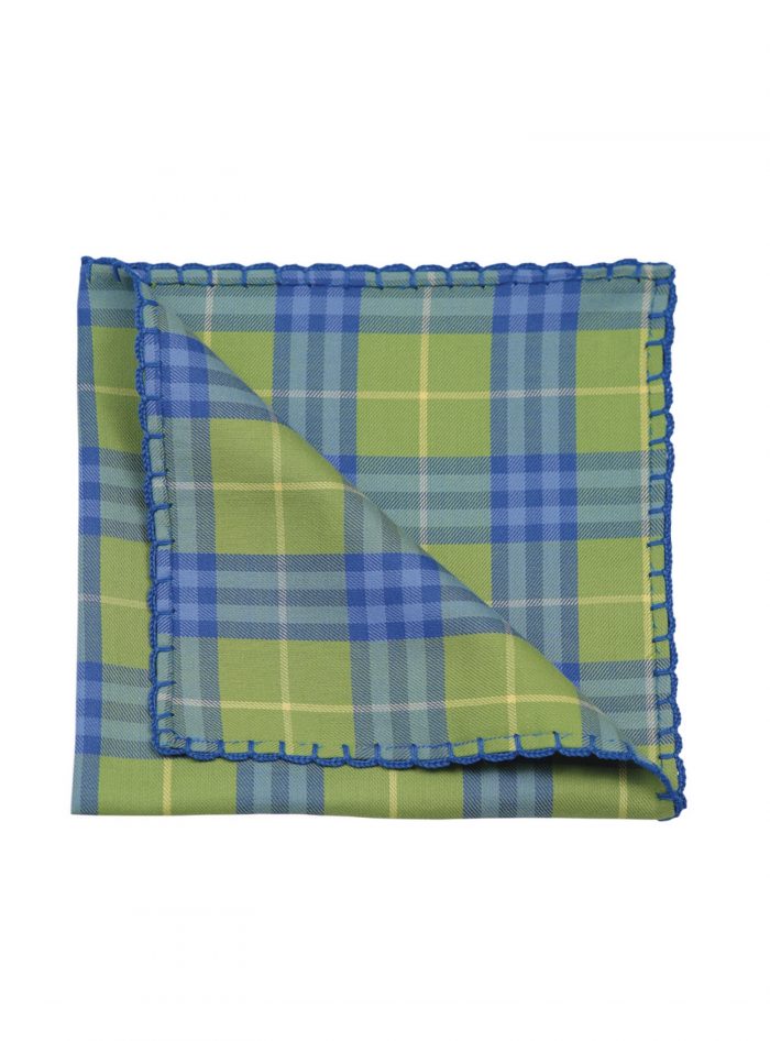 GRECÍA blue/green Tartan Radici patrimonio 1970 pocket square