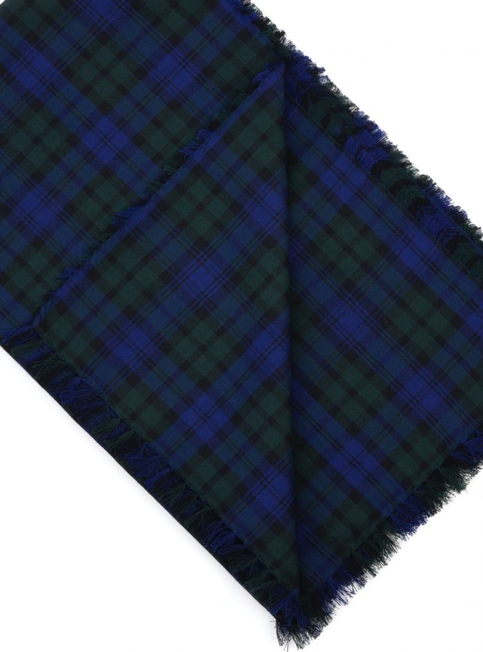 Navy-green tartan flannel scarf