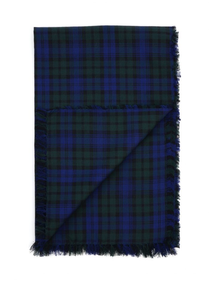 Navy-green tartan flannel scarf - Image 2