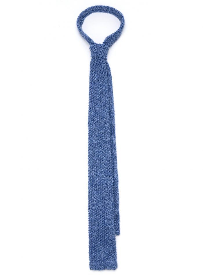 FIEGO cobalt blu radici patrimonio 1970 handmade crochet tie