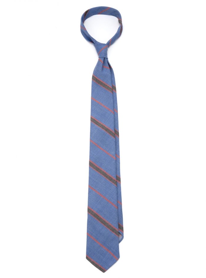 GOLFO cobalt/red/grey multi striped flannel seven fold tie