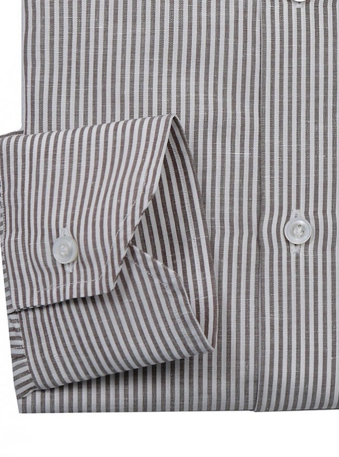 POSILLIPO white/brown striped linen and cotton shirt - Image 3