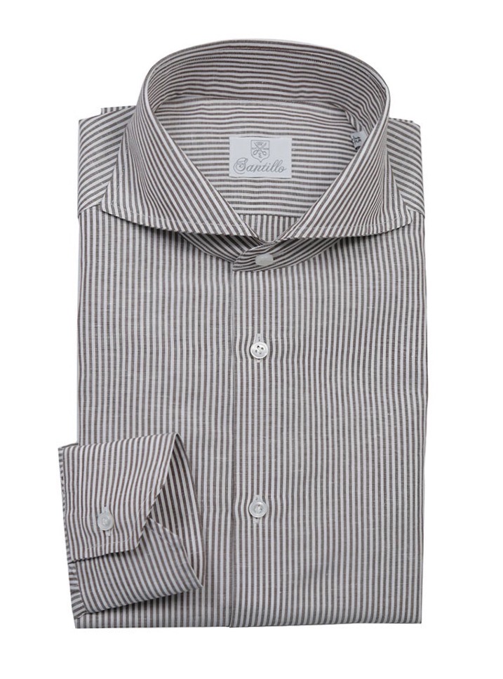 POSILLIPO white/brown striped linen and cotton shirt – Welcome on ...