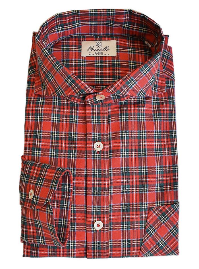 VOLPINTESTA red tartan radici patrimonio1970 flannel polo shirt