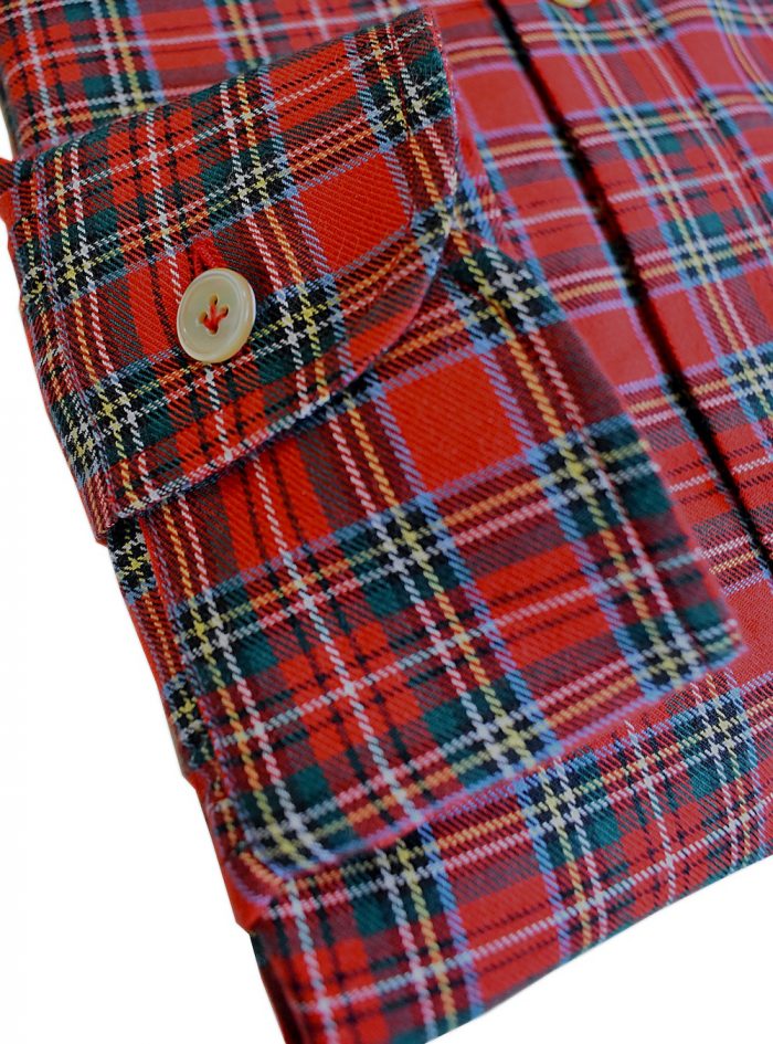 VOLPINTESTA red tartan radici patrimonio1970 flannel polo shirt - Image 3