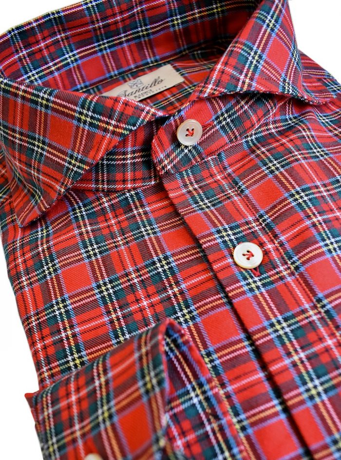 VOLPINTESTA red tartan radici patrimonio1970 flannel polo shirt - Image 2