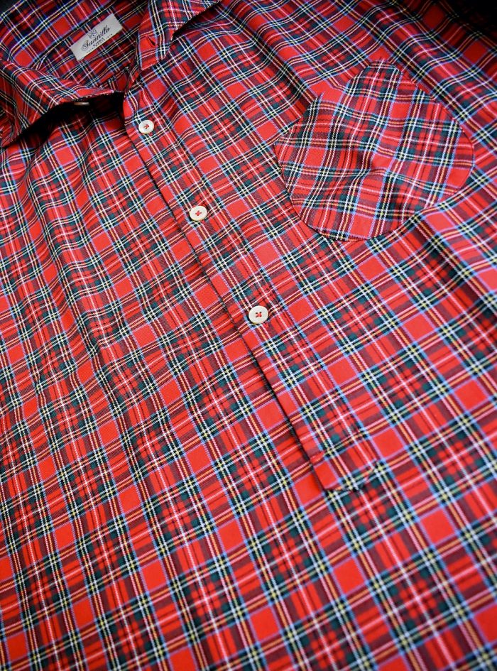 VOLPINTESTA red tartan radici patrimonio1970 flannel polo shirt - Image 5