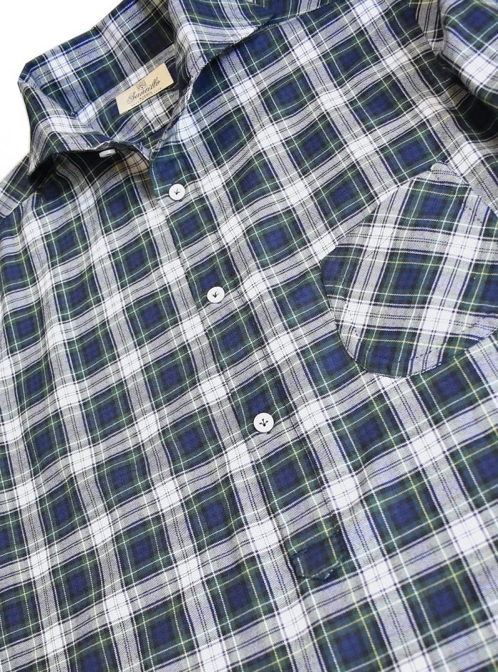 VOLPINTESTA blue tartan radici patrimonio1970 flannel polo shirt - Image 5