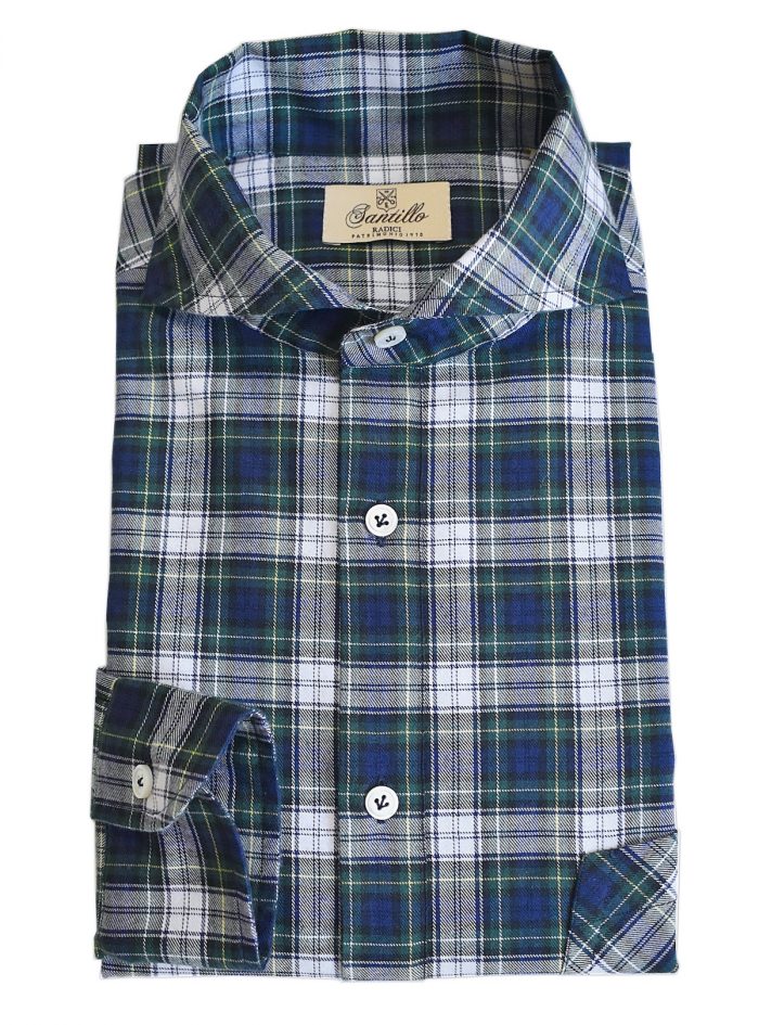 VOLPINTESTA blue tartan radici patrimonio1970 flannel polo shirt
