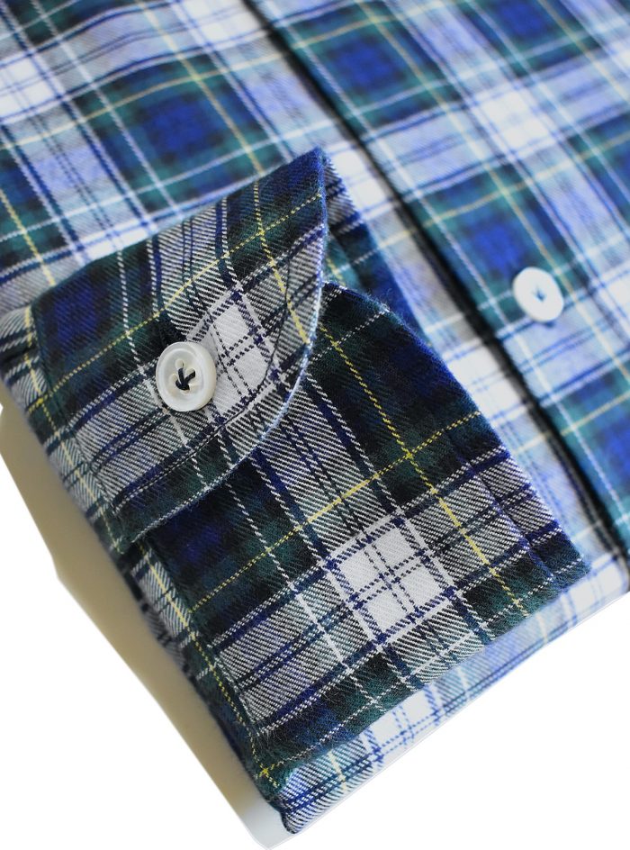 VOLPINTESTA blue tartan radici patrimonio1970 flannel polo shirt - Image 3