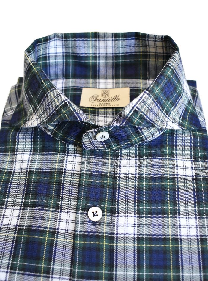 VOLPINTESTA blue tartan radici patrimonio1970 flannel polo shirt - Image 2