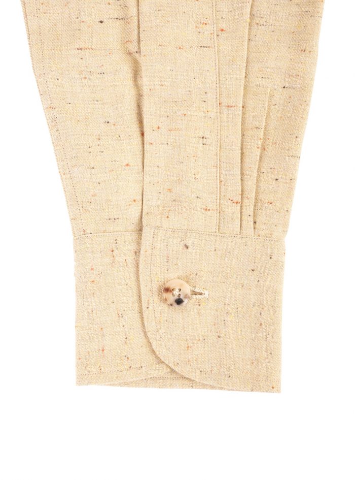 RIZZI pale ochre radici patrimonio1970 wool-linen polo shirt - Image 6