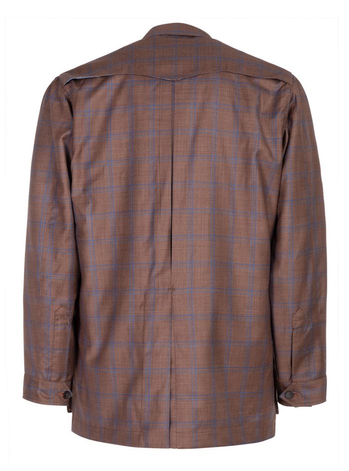 AMIATA  tobacco and blu/azure windowpane prototype jacket - Image 2