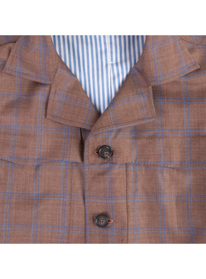 AMIATA  tobacco and blu/azure windowpane prototype jacket - Image 4