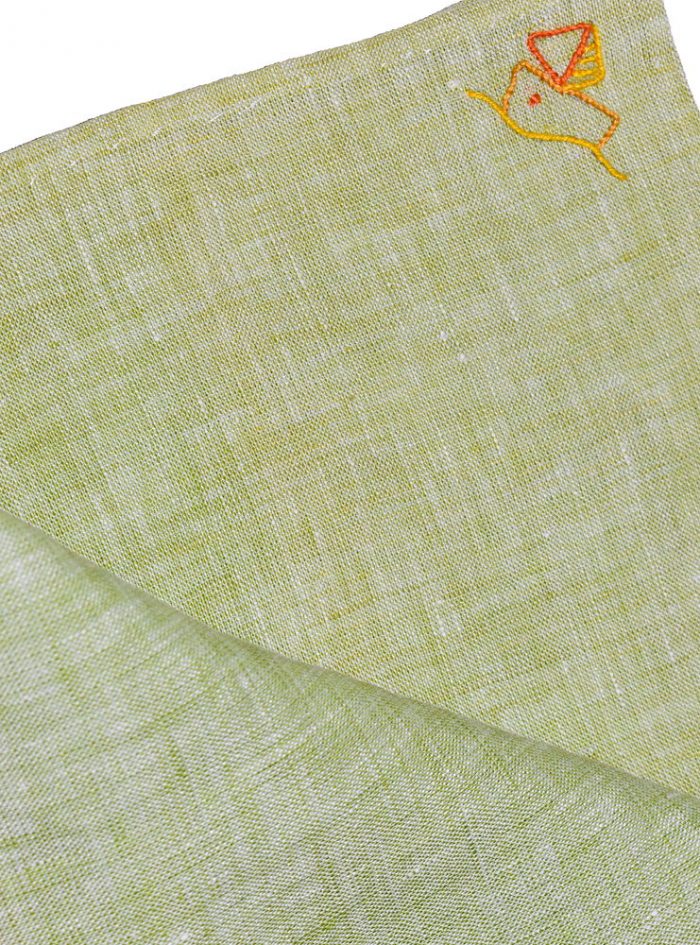 SOVERATO green Irish linen radici patrimonio 1970 pocket square - Image 2
