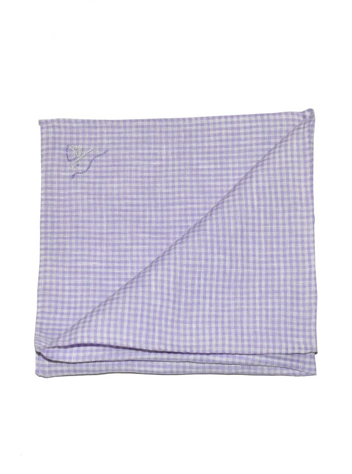 SOVERATO wisteria checkered Irish linen radici patrimonio 1970 pocket square