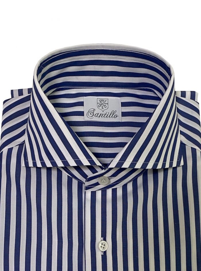 Our RIVIERA DI CHIAIA navy striped poplin 100% cotton shirt