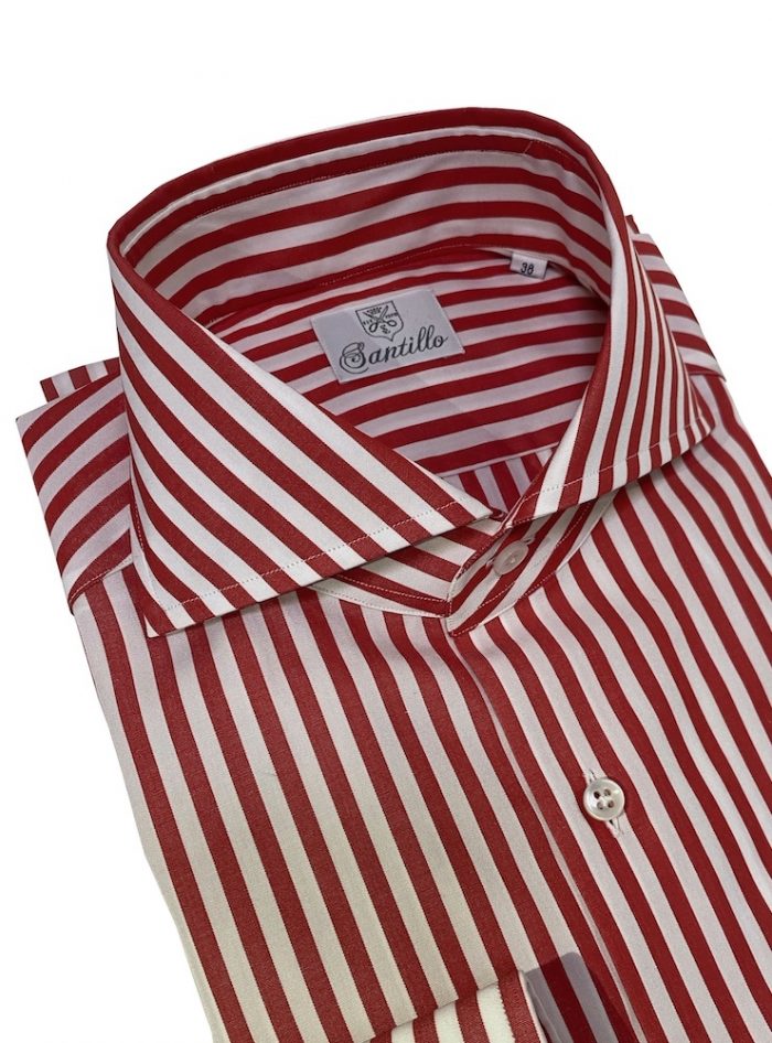 Our RIVIERA DI CHIAIA red striped poplin 100% cotton shirt
