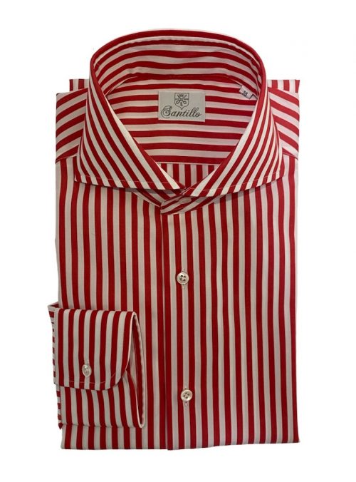 Our RIVIERA DI CHIAIA red striped poplin 100% cotton shirt