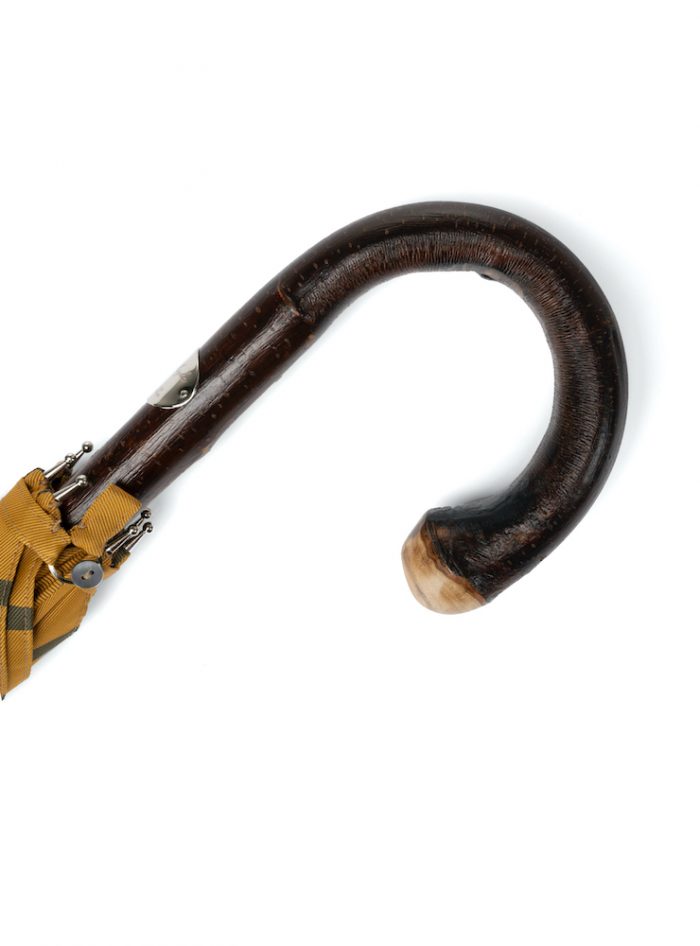 AMIATA solid stick chestnut with gold/grey regimental fabric umbrella - Image 2