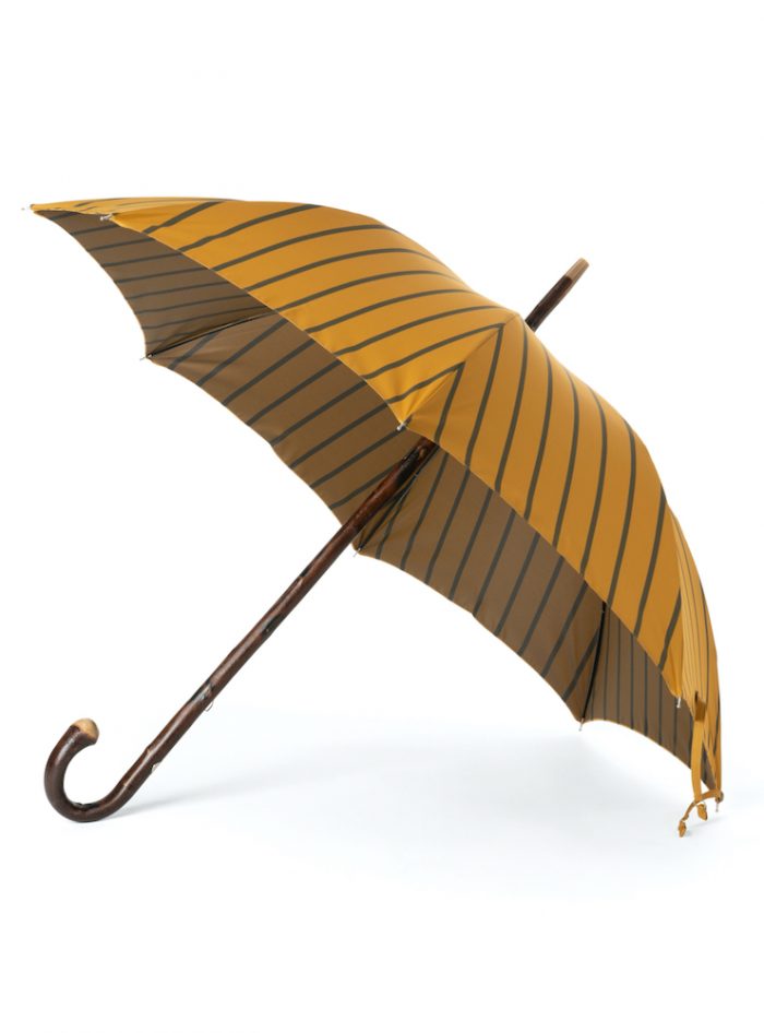AMIATA solid stick chestnut with gold/grey regimental fabric umbrella