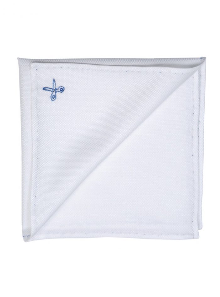 FORBICE white/azure cotton radici patrimonio 1970 pocket square