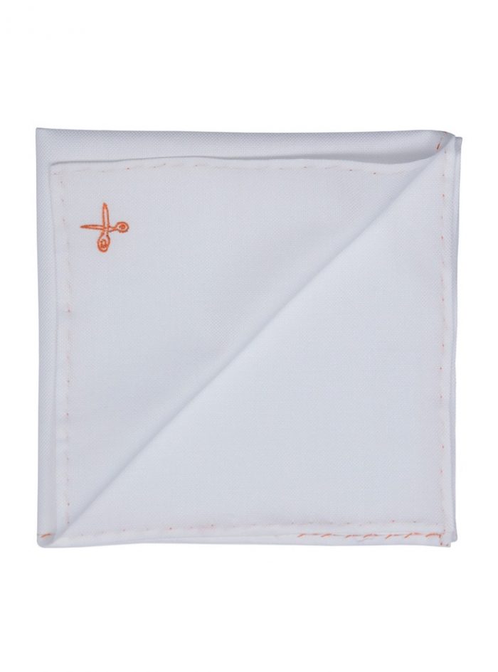 FORBICE white/orange cotton radici patrimonio 1970 pocket square