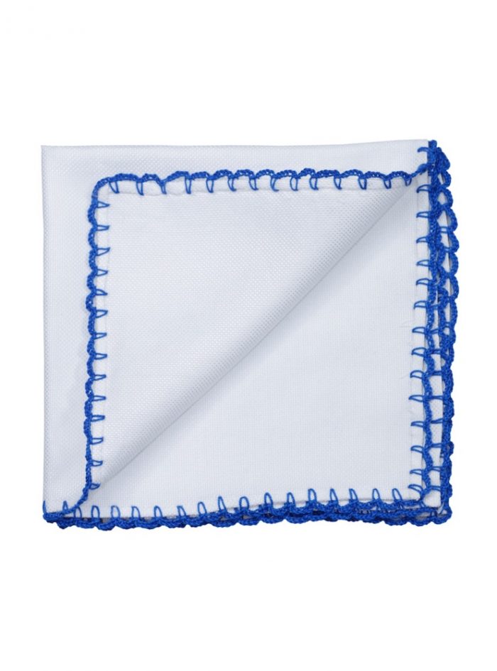 Grecía white/cobalt oxford Radici patrimonio 1970 pocket square