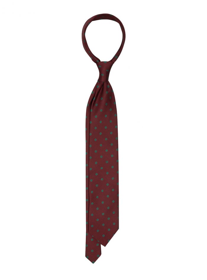 POLKA DOT burgundy/green printed silk ties