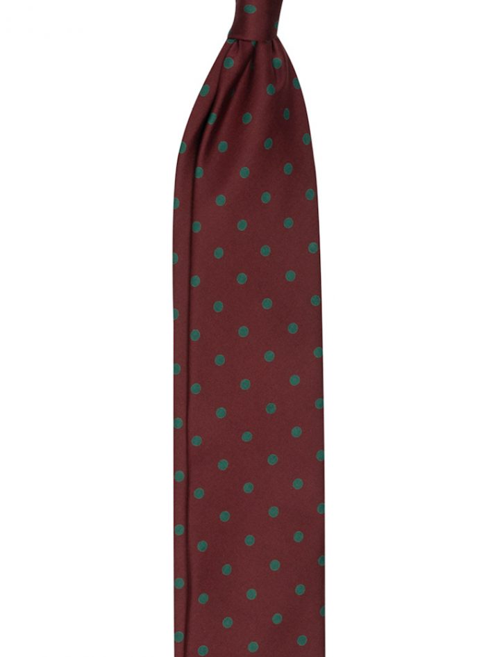 POLKA DOT burgundy/green printed silk ties - Image 2