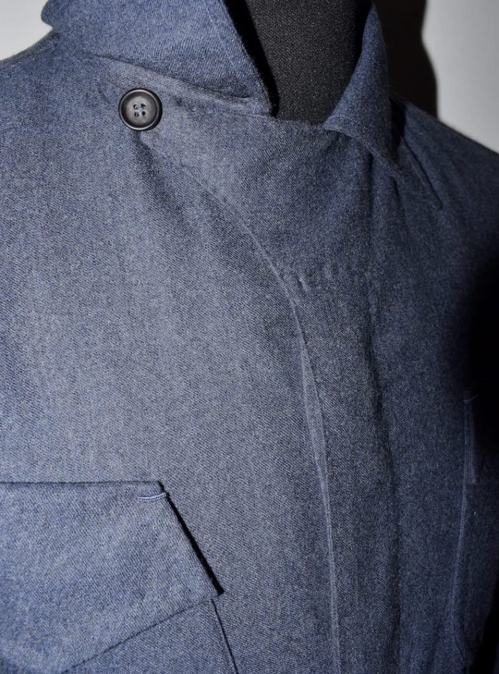 Our STOVL airforce blu blouson flannel 100% wool.