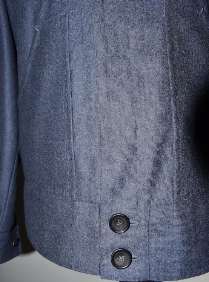 Our STOVL airforce blu blouson flannel 100% wool.